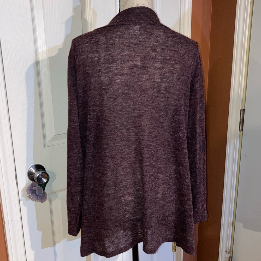 Wine Color Open Front Cardigan by Caribe sz 1X - Picture 3 of 7